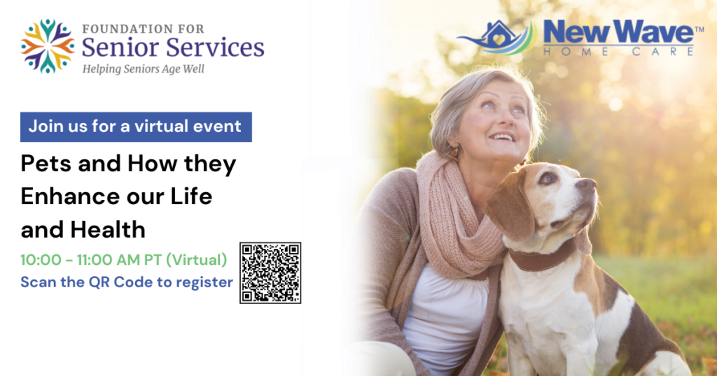 Join our virtual event, May 9th, 10-11 AM PST, with Pasadena Senior Center. Learn how pets enhance our lives with Carmel Mims from Pet Porter Pals.
