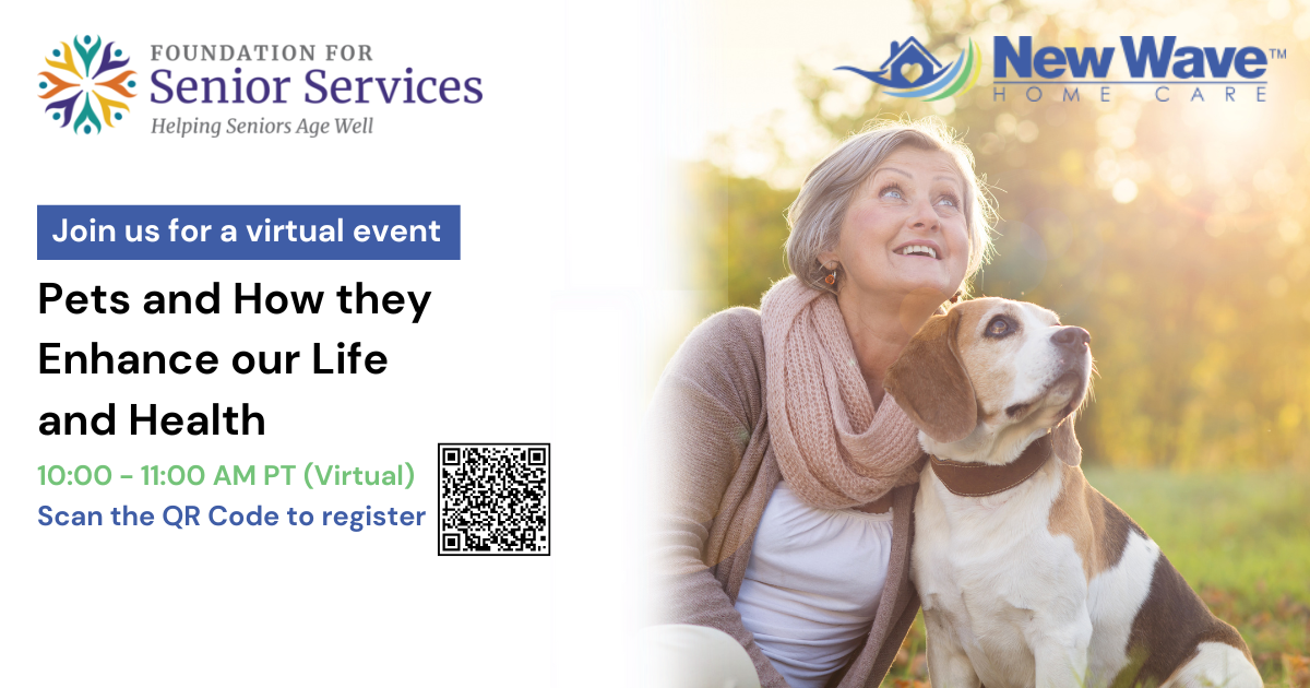 Join our virtual event, May 9th, 10-11 AM PST, with Pasadena Senior Center. Learn how pets enhance our lives with Carmel Mims from Pet Porter Pals.