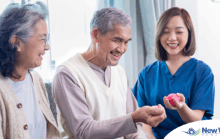A caregiver provides home care services to manage arthritis.