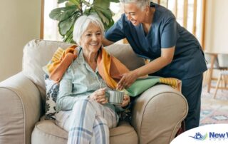 An aide provides home health care support for chronic conditions