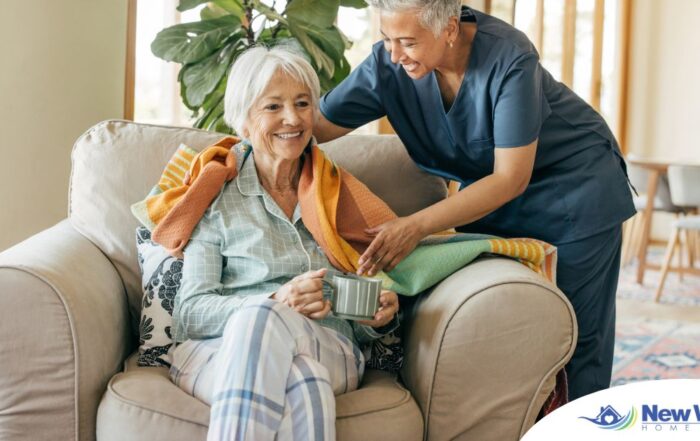 An aide provides home health care support for chronic conditions