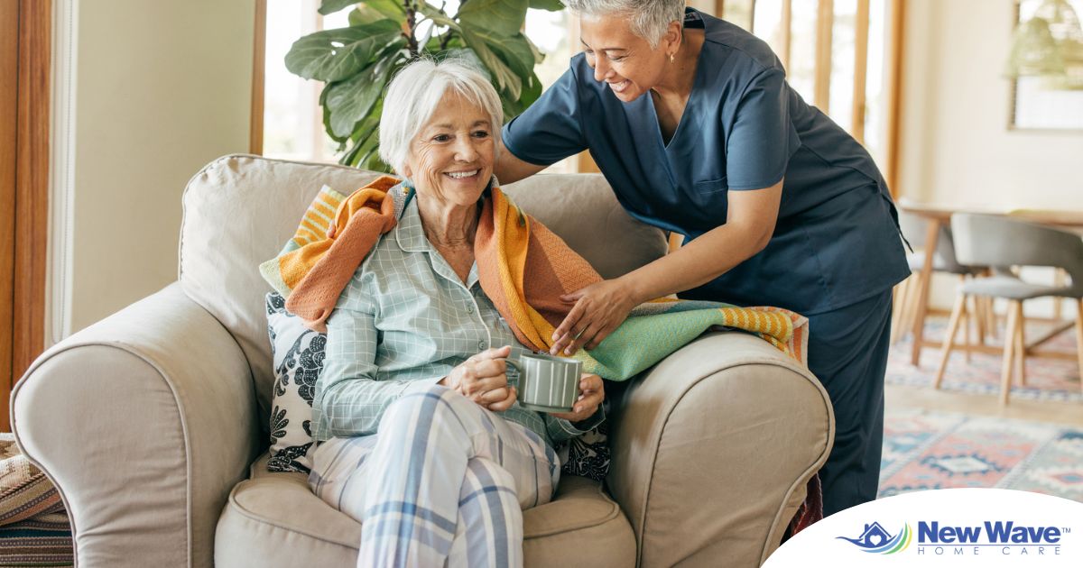 An aide provides home health care support for chronic conditions