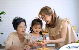 A sandwich generation caregiver in action.