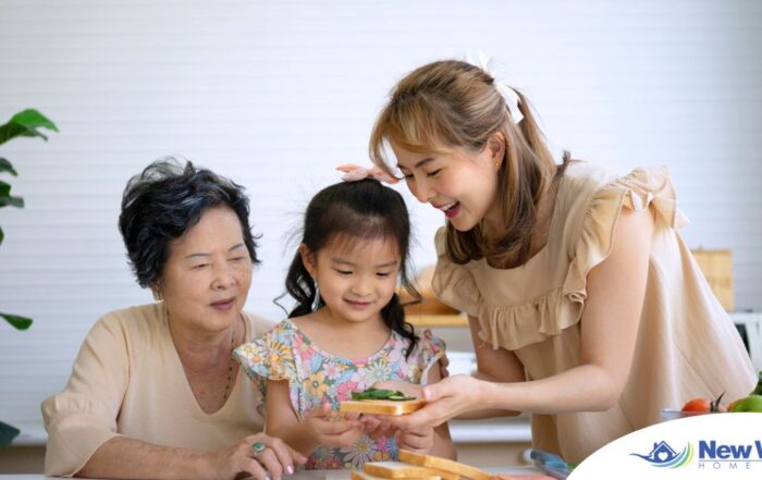 A sandwich generation caregiver in action.