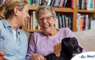 Through dementia care at home, a caregiver provides support to a senior.
