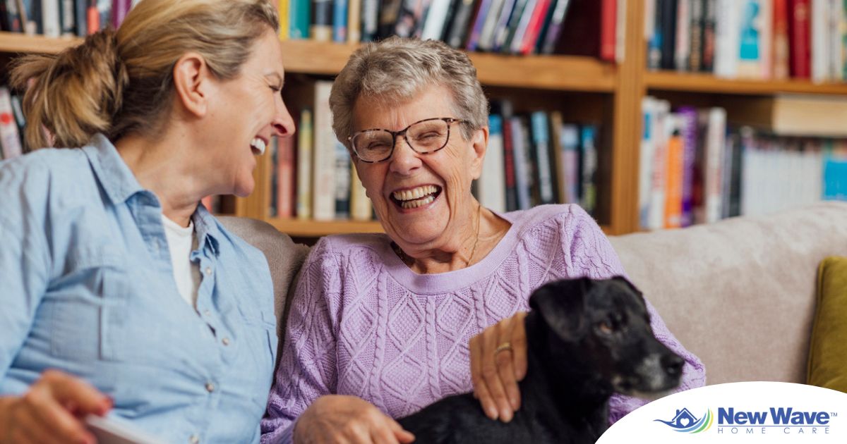 Through dementia care at home, a caregiver provides support to a senior.