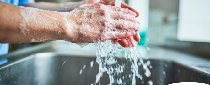 Observing hand hygiene as a part of caregiver wellness during flu season.