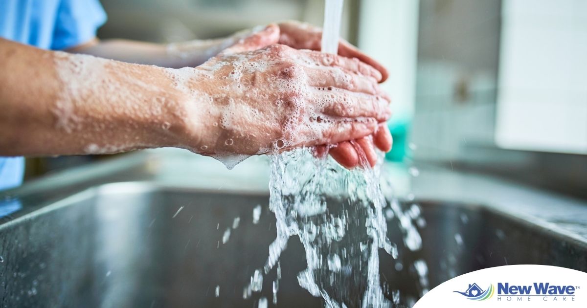 Observing hand hygiene as a part of caregiver wellness during flu season.